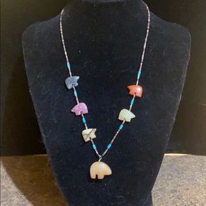 Native American bear stone necklace